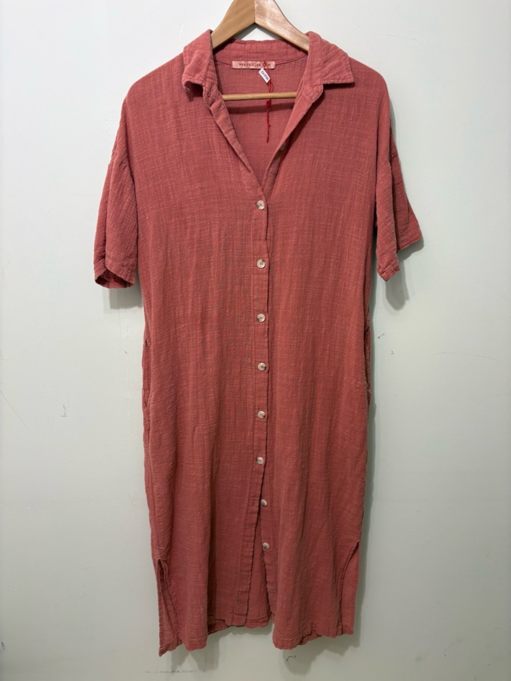 WEARABLES - Button-Front Maxi Dress in Cinnamon Rose Colour